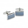 Rectangular Blue Striped Cufflinks by Onyx-Art London