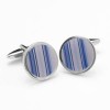 Round Purple Striped Cufflinks by Onyx-Art London