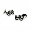 Silver Plate Drama Mask Chain Link Cufflinks by Onyx-Art London