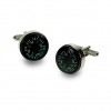 Rhodium Twin Compass Cufflinks by Onyx-Art London