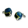 Blue And Yellow Motor Bike Helmet Cufflinks by Onyx-Art London