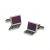 Silver And Purple Laptop Cufflinks by Onyx-Art London