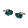 Blue Oval Flower Cufflinks by Onyx-Art London