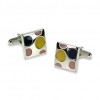 Yellow Blue And Pink Spots Cufflinks by Onyx-Art London
