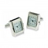 Silver Rectangular Watch Cufflinks by Onyx-Art London