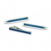 Blue Rhodium Collar Stiffeners And Tie Bar by Onyx-Art London