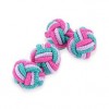 Turquoise Lilac And Cerise Silk Cufflinks by Onyx-Art London
