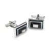 Black And Grey Rectangles Mop Cufflinks by Onyx-Art London