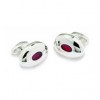 Oval Red Inset Cufflinks by Onyx-Art London