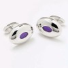Oval Purple Inset Cufflinks by Onyx-Art London