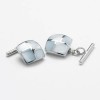 Convex Blue Mop Chain Cufflinks by Onyx-Art London