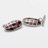 Red And Black Mop Checked Cufflinks by Onyx-Art London