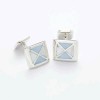 Lopez Blue Silver Mother Of Pearl Cufflinks by Onyx-Art London