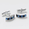 Convex Strip Blue And Black Cz Cufflinks by Onyx-Art London