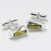 Silver Green Cz Cufflinks by Onyx-Art London