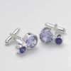 Dual Circle Lilac And Purple Cz Cufflinks by Onyx-Art London