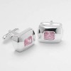 Rectangular Pink Cz Cufflinks by Onyx-Art London