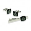 Masonic G Black Tie Bar Set by Onyx-Art London