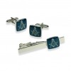 Masonic G Blue Tie Bar Set by Onyx-Art London