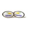 Special Delivery Stork Lilac Oval Cufflinks by Richard Cammish