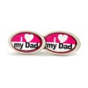 I Love My Dad Magenta Oval Cufflinks by Richard Cammish