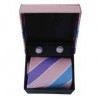 Pink And Purple Thick Stripe Cufflinks And Tie Gift Box by Sax Design