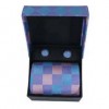 Pink And Purple Check Tie And Cufflinks  Gift Box by Sax Design