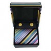 Pink Blue And Black Check Cufflinks And Tie Gift Box by Sax Design