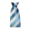 Turquoise And White Solid Stripe Tie by Sax Design