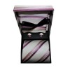 Lilac And White Stripe Cufflink Tie And Hankie Gift Box by Sax Design