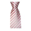 Pink And White Thin Diagonal Stripe Tie by Sax Design