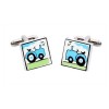 Square Blue Tractor Cufflinks by Sonia Spencer