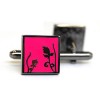 Spring - Black Metal Finish Bright Pink Cufflinks by Tyler and Tyler