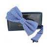 Blue Check Self Tie Bow Tie by Sax Design