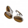 Sterling Silver Tigers Eye Onyx Cufflinks by Murry Ward