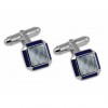 Sterling Silver Square Mother Of Pearl Cufflinks With Lapis Edge