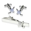 Tie Bar & Cufflink Set - White Golf Ball by Onyx-Art London