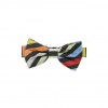Multi Coloured Stripes on a Navy Woven Silk Bow Tie by Sax Design
