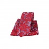 Red Woven Silk with Floral Pattern Tie and Pocket Square by Sax Design