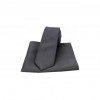 Charcoal Grey Satin Silk Matching Thin Tie and Pocket Square by Sax Design