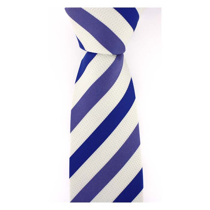 Blue And White Solid Striped Tie