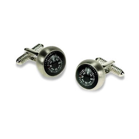 Circular Compass Cufflinks by Onyx Art London