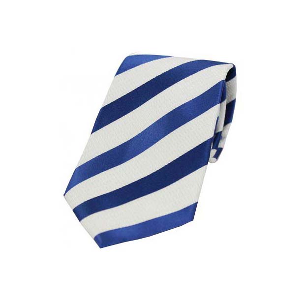 Blue And White Solid Striped Tie
