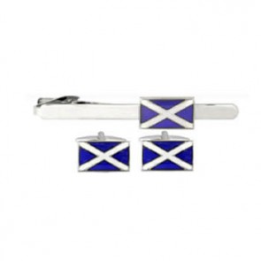 Select Gifts Caernarfonshire County England Flag Cufflinks Engraved Tie Clip Set