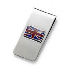 UNION JACK UK METALIC FLAG BADGE MONEY CLIP SILVER GOLD NOVELTY GIFT IN POUCH