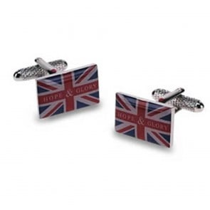 Gift Boxed Jack British UK Cuff Links Round Union Flag Cufflinks Onyx Art 