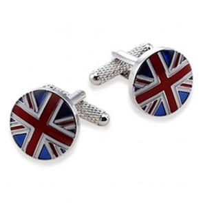 Round Union Jack Patriotic British Quality Enamel Cufflinks 